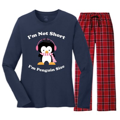 I'm Not Short I'm Penguin Size Women's Long Sleeve Flannel Pajama Set 