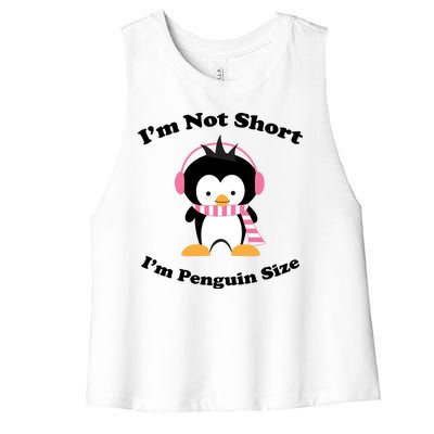 I'm Not Short I'm Penguin Size Women's Racerback Cropped Tank