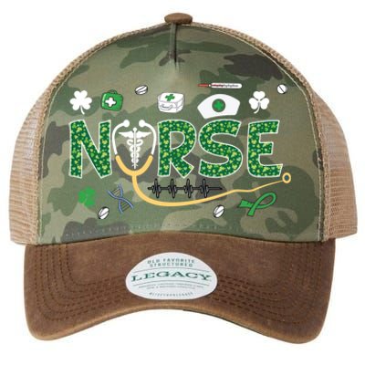 Irish Nurse Stethoscope Leopard St Patricks Day Nurses Scrub Cool Gift Legacy Tie Dye Trucker Hat