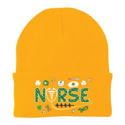 Irish Nurse Stethoscope Leopard St Patricks Day Nurses Scrub Cool Gift Knit Cap Winter Beanie