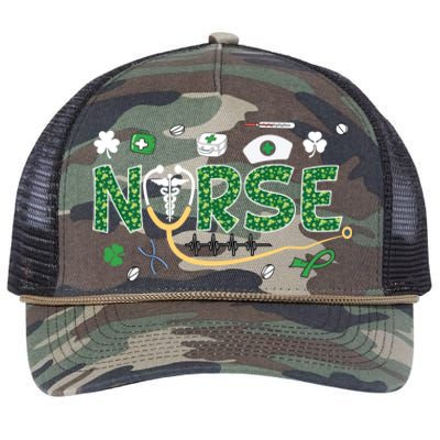 Irish Nurse Stethoscope Leopard St Patricks Day Nurses Scrub Cool Gift Retro Rope Trucker Hat Cap