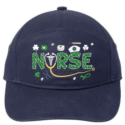 Irish Nurse Stethoscope Leopard St Patricks Day Nurses Scrub Cool Gift 7-Panel Snapback Hat