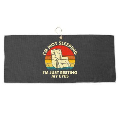 Im Not Sleeping Im Just Resting My Eyes Fathers Dad Joke Large Microfiber Waffle Golf Towel