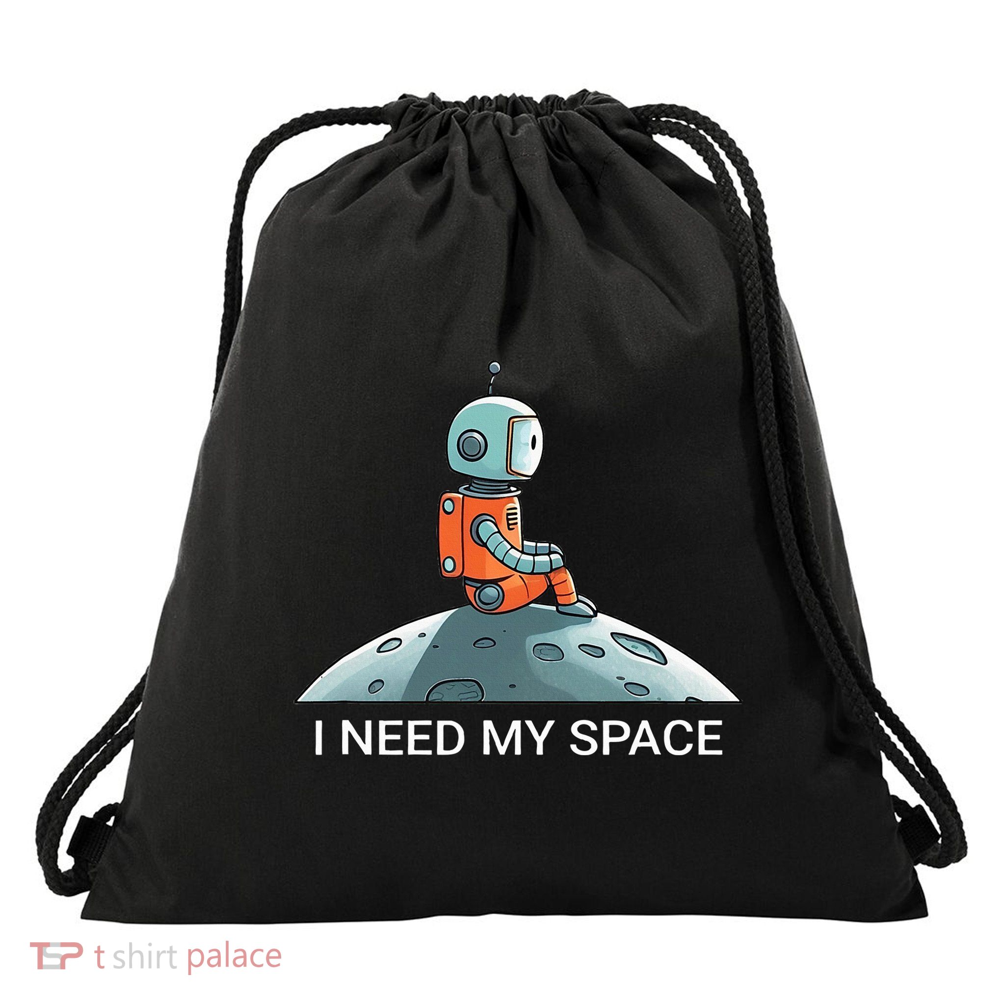 I Need Space Graphic Saying Drawstring Bag