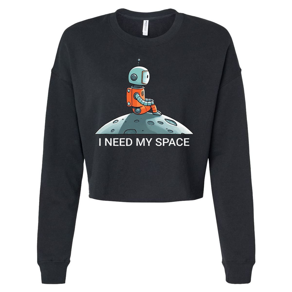 I Need Space Graphic Saying Cropped Pullover Crew