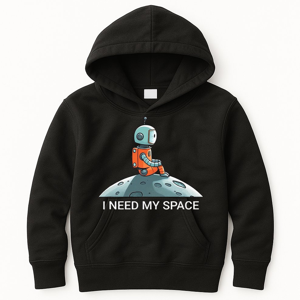 I Need Space Graphic Saying Kids Hoodie