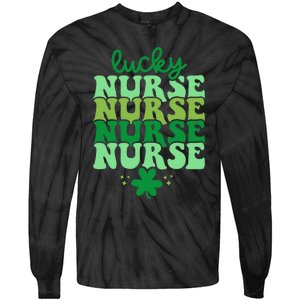 Irish Nurse St Patricks Day Shamrock Stethocsope Tie-Dye Long Sleeve Shirt