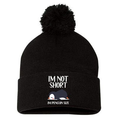 Im Not Short Im Penguin Size Funny Pom Pom 12in Knit Beanie