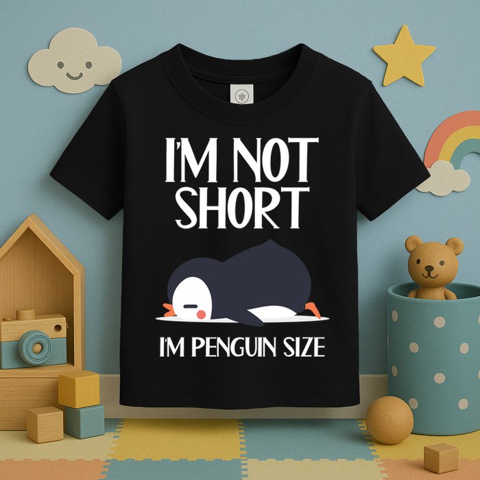 Im Not Short Im Penguin Size Funny Toddler T-Shirt