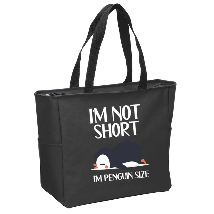 Im Not Short Im Penguin Size Funny Zip Tote Bag