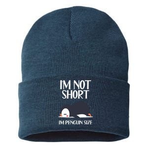 Im Not Short Im Penguin Size Funny Sustainable Knit Beanie