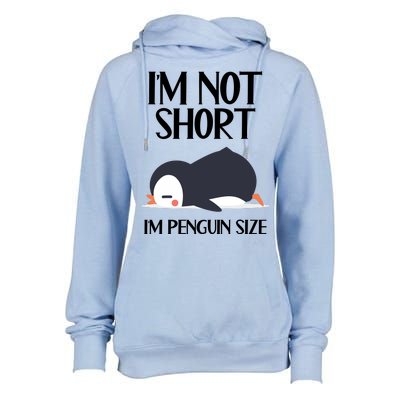 Im Not Short Im Penguin Size Funny Womens Funnel Neck Pullover Hood