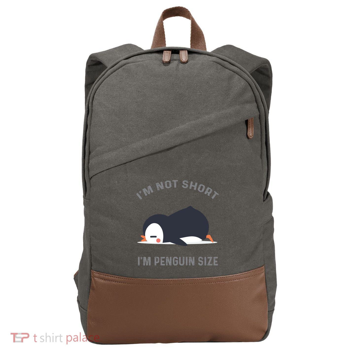 IM Not Short IM Penguin Size Cute Penguin Lover Great Gift Cotton Canvas Backpack