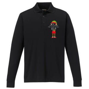 Im Not Short Im Just A Tall Elf Performance Long Sleeve Polo