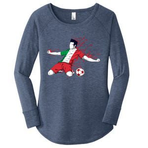 Italy National Soccer Team Jersey Italian Football Gifts Women's Perfect Tri Tunic Long Sleeve Shirt