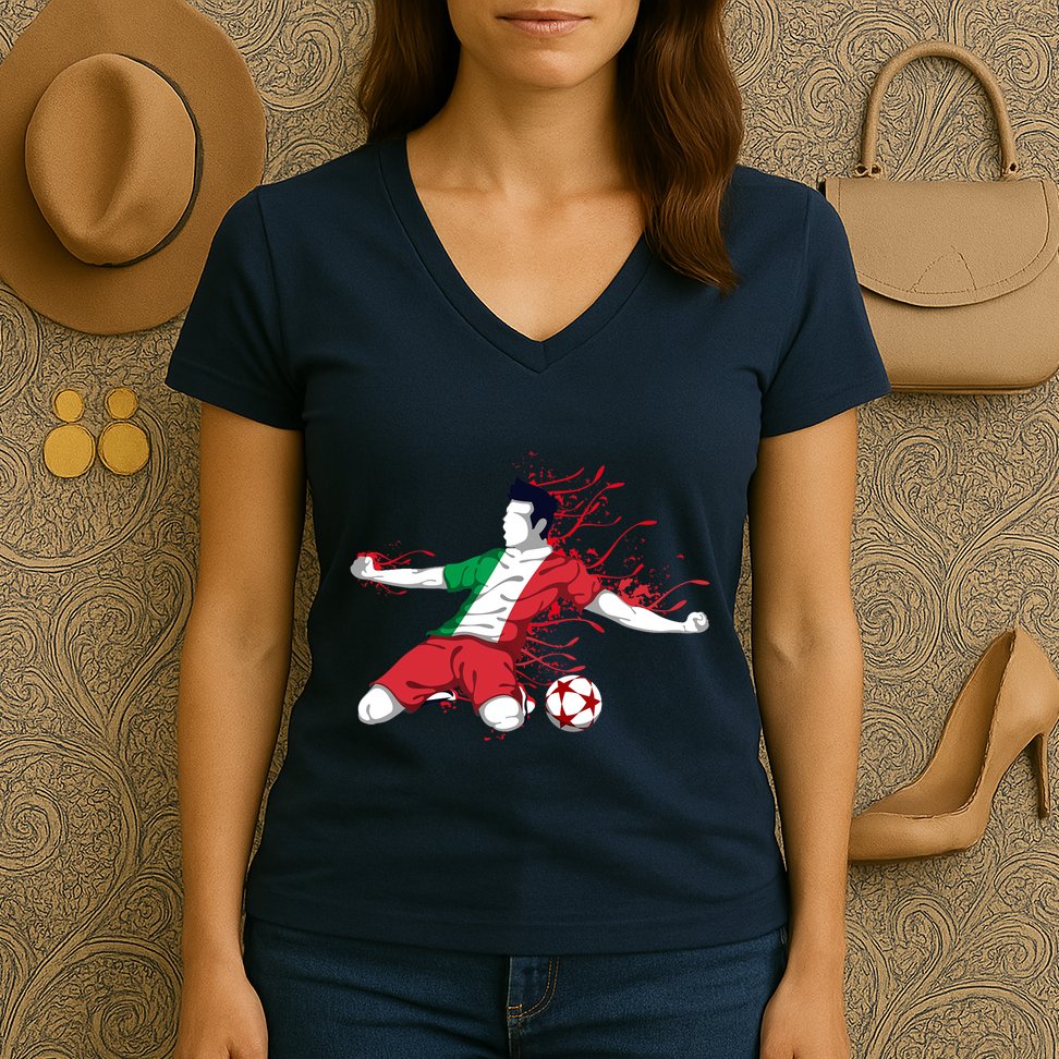 Italy National Soccer Team Jersey Italian Football Gifts Women's V-Neck T-Shirt