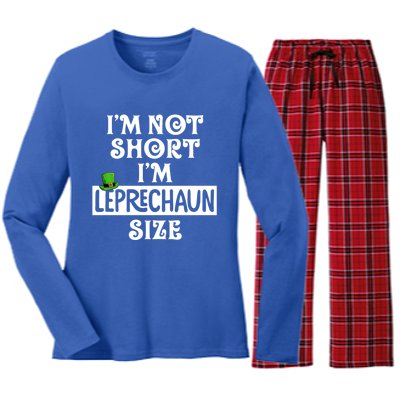 I'm Not Short I'm Leprechaun Size Funny St Patrick's Day Gift Women's Long Sleeve Flannel Pajama Set 