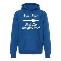 IM Nice SheS The Naughty One Gift Christmas Santa Claus Gift Premium Hoodie