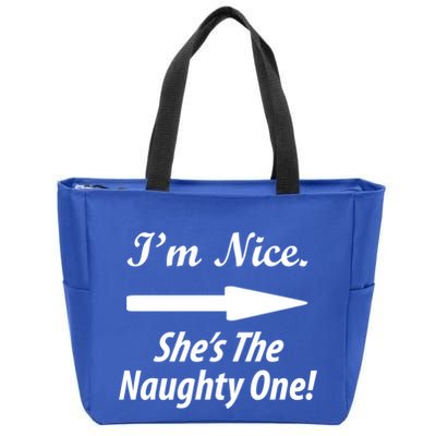 IM Nice SheS The Naughty One Gift Christmas Santa Claus Gift Zip Tote Bag