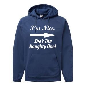 IM Nice SheS The Naughty One Gift Christmas Santa Claus Gift Performance Fleece Hoodie