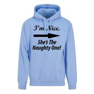 IM Nice SheS The Naughty One Gift Christmas Santa Claus Gift Unisex Surf Hoodie