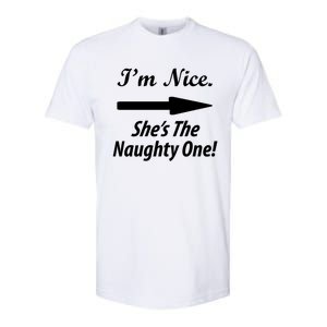 IM Nice SheS The Naughty One Gift Christmas Santa Claus Gift Softstyle CVC T-Shirt