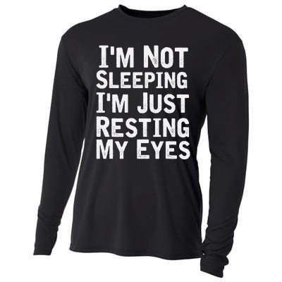 I'm Not Sleeping I'm Just Resting My Eyes Dad Joke Cooling Performance Long Sleeve Crew