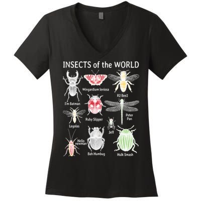 Insects Of The World Women's V-Neck T-Shirt