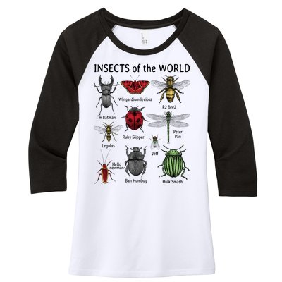 Insects Of The World Women's Tri-Blend 3/4-Sleeve Raglan Shirt