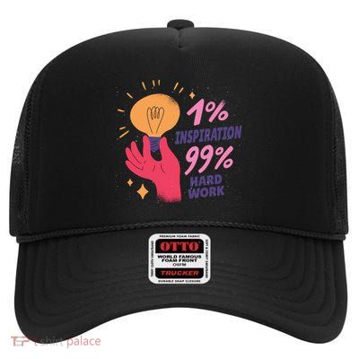 Inspiration And Hard Work High Crown Mesh Back Trucker Hat