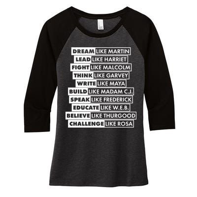 Inspirational Black History Figures Women's Tri-Blend 3/4-Sleeve Raglan Shirt