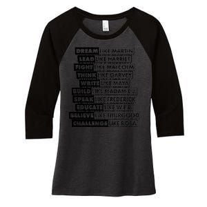 Inspirational Black History Figures Women's Tri-Blend 3/4-Sleeve Raglan Shirt