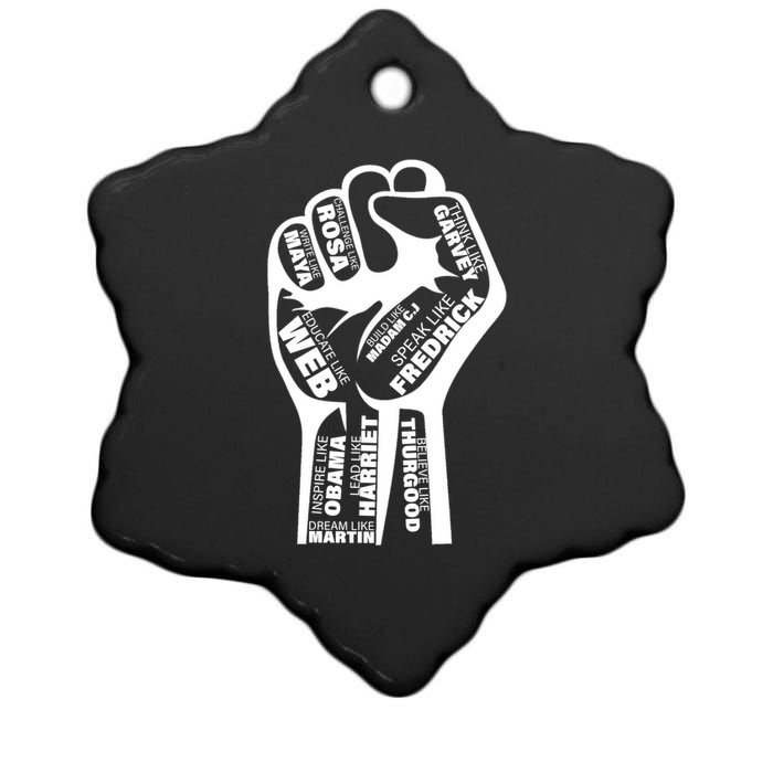 Inspirational Black History Fist Ceramic Star Ornament