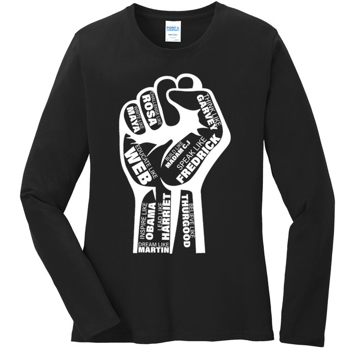 Inspirational Black History Fist Ladies Long Sleeve Shirt