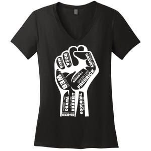 Inspirational Black History Fist Women's V-Neck T-Shirt