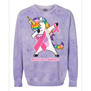 inspirational Breast Cancer Awareness Unicorn Colorblast Crewneck Sweatshirt