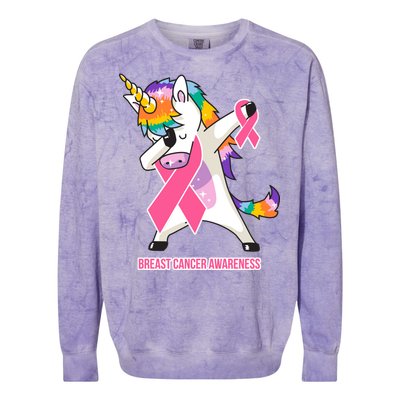 inspirational Breast Cancer Awareness Unicorn Colorblast Crewneck Sweatshirt