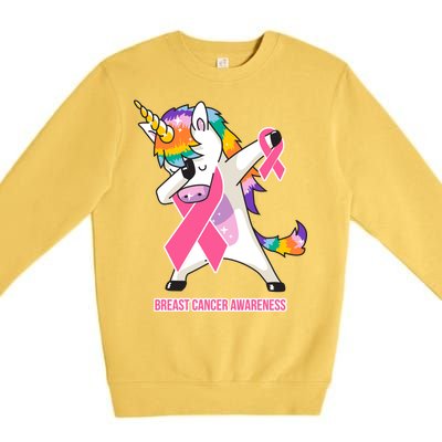 inspirational Breast Cancer Awareness Unicorn Premium Crewneck Sweatshirt