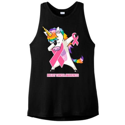 inspirational Breast Cancer Awareness Unicorn Ladies PosiCharge Tri-Blend Wicking Tank