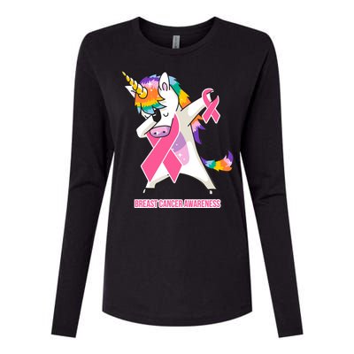 inspirational Breast Cancer Awareness Unicorn Womens Cotton Relaxed Long Sleeve T-Shirt