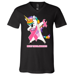 inspirational Breast Cancer Awareness Unicorn V-Neck T-Shirt