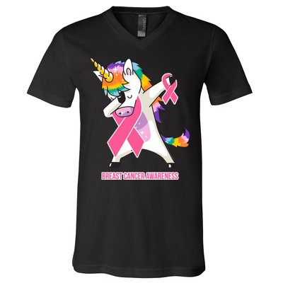 inspirational Breast Cancer Awareness Unicorn V-Neck T-Shirt