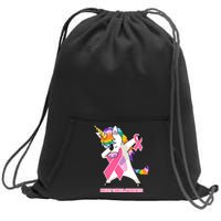 inspirational Breast Cancer Awareness Unicorn Sweatshirt Cinch Pack Bag