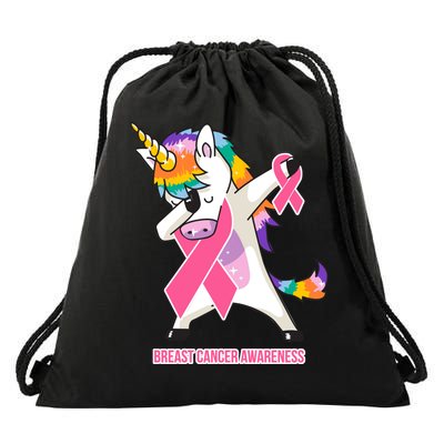 inspirational Breast Cancer Awareness Unicorn Drawstring Bag