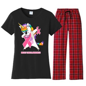 inspirational Breast Cancer Awareness Unicorn Women's Flannel Pajama Set