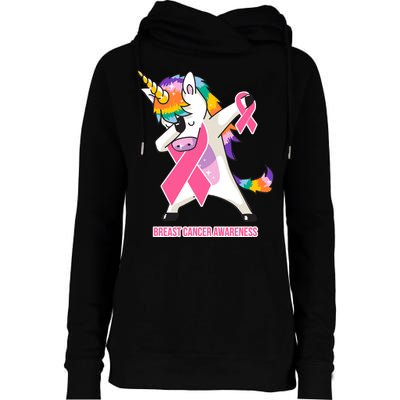 inspirational Breast Cancer Awareness Unicorn Womens Funnel Neck Pullover Hood