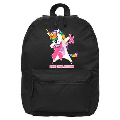 inspirational Breast Cancer Awareness Unicorn 16 in Basic Backpack