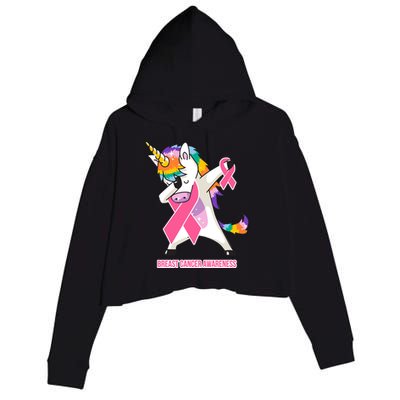 inspirational Breast Cancer Awareness Unicorn Crop Fleece Hoodie