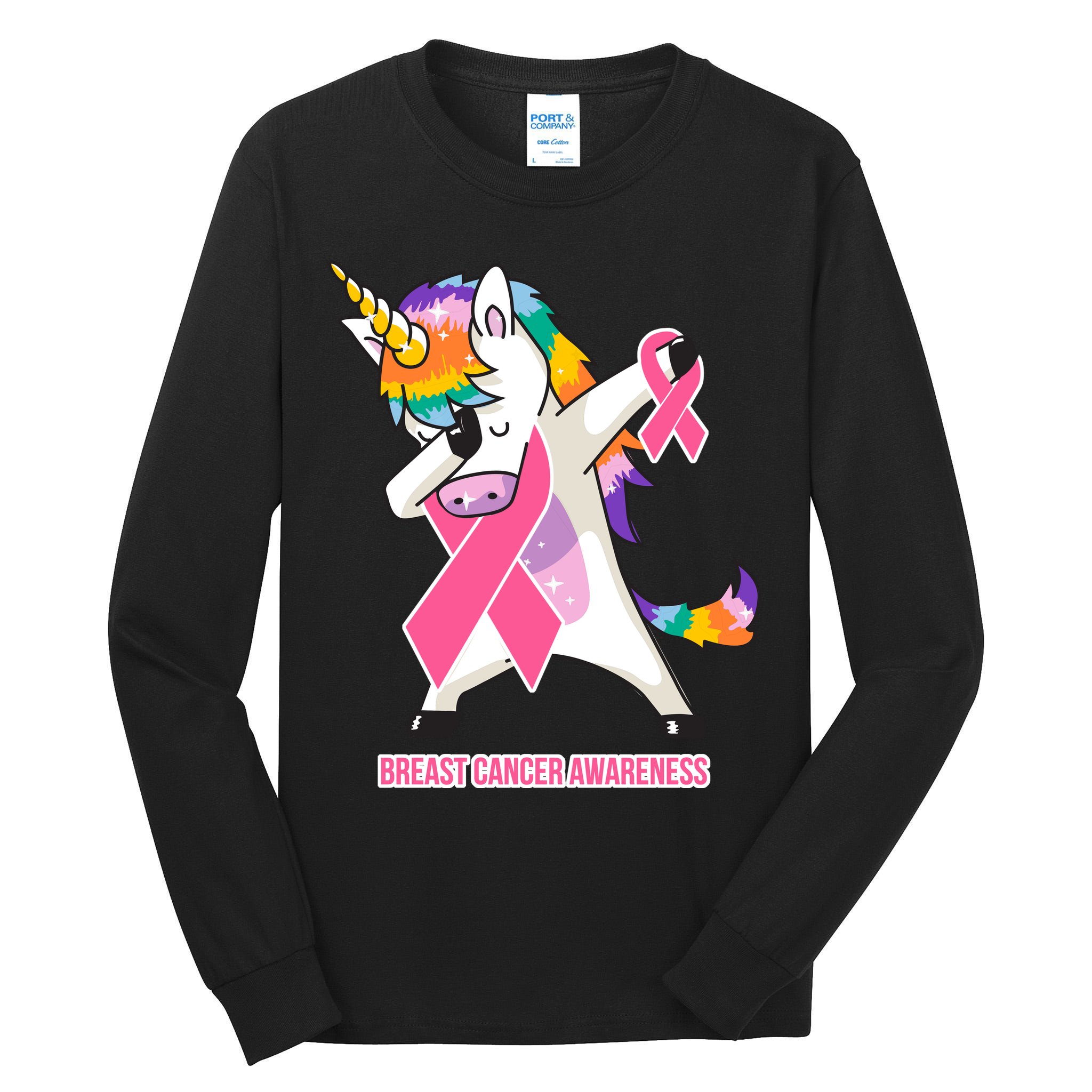inspirational Breast Cancer Awareness Unicorn Tall Long Sleeve T-Shirt