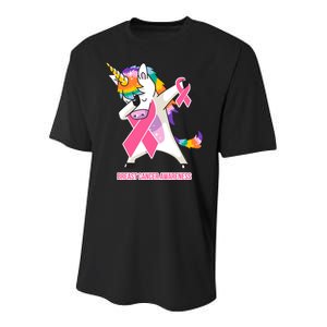 inspirational Breast Cancer Awareness Unicorn Youth Performance Sprint T-Shirt